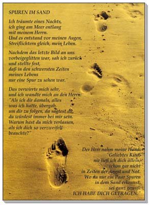 Postkarte Spuren im Sand